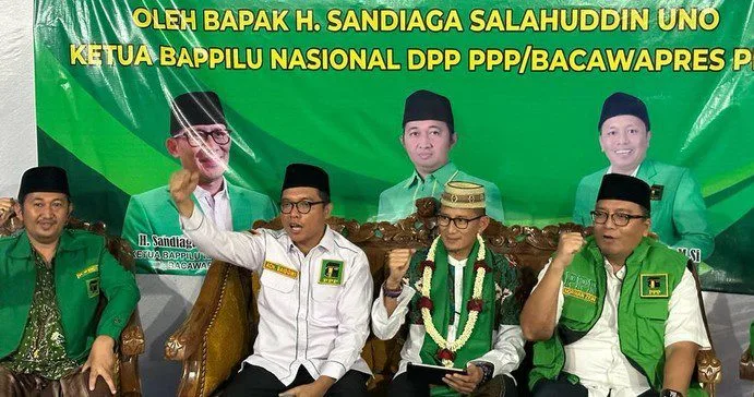 Sandiaga Uno usai meletakkan batu pertama Kantor DPC PPP Bangkalan