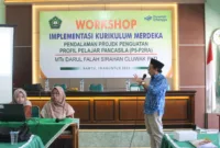 Kegiatan workshop implementasi Kurikulum Merdeka (IKM) di Aula Perguruan Islam Darul Falah pada Sabtu (19/8/2023).