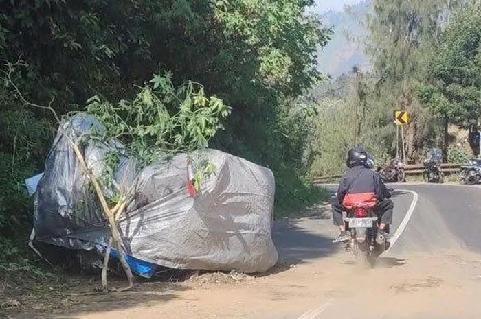 Jip putih mengalami kecelakaan di jalur menuju Gunung Bromo, Jawa Timur, pada hari Senin (4/9/2023) sekitar pukul 12.30 WIB.