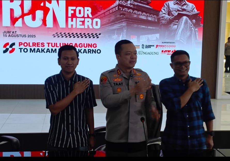 Polres Tulungagung Gelar “Run for Hero” Sambut HUT RI ke-80, Finish di Makam Bung Karno