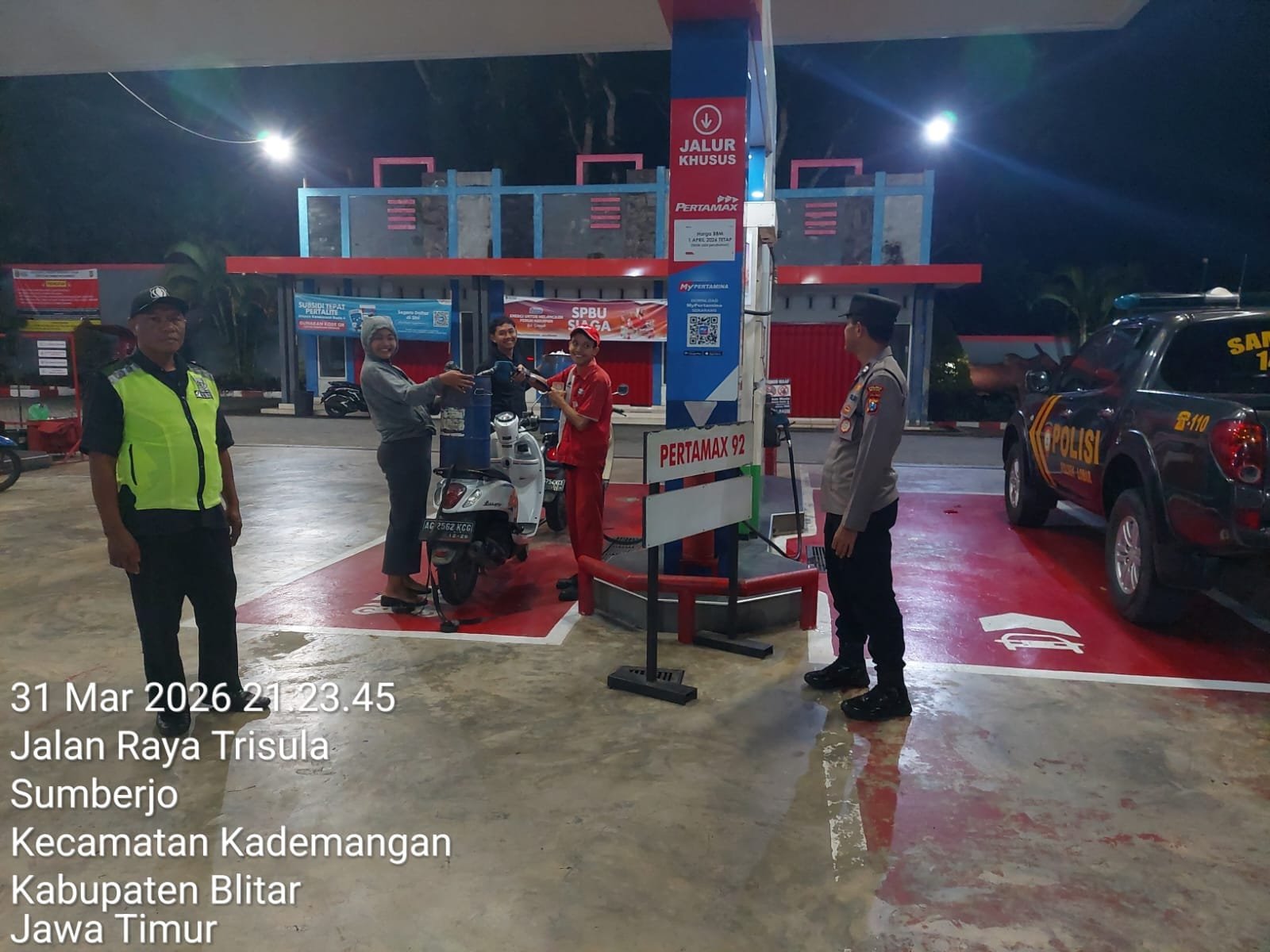 Polres Blitar Patroli SPBU, Pastikan Stok BBM Aman dan Antisipasi Gangguan Kamtibmas